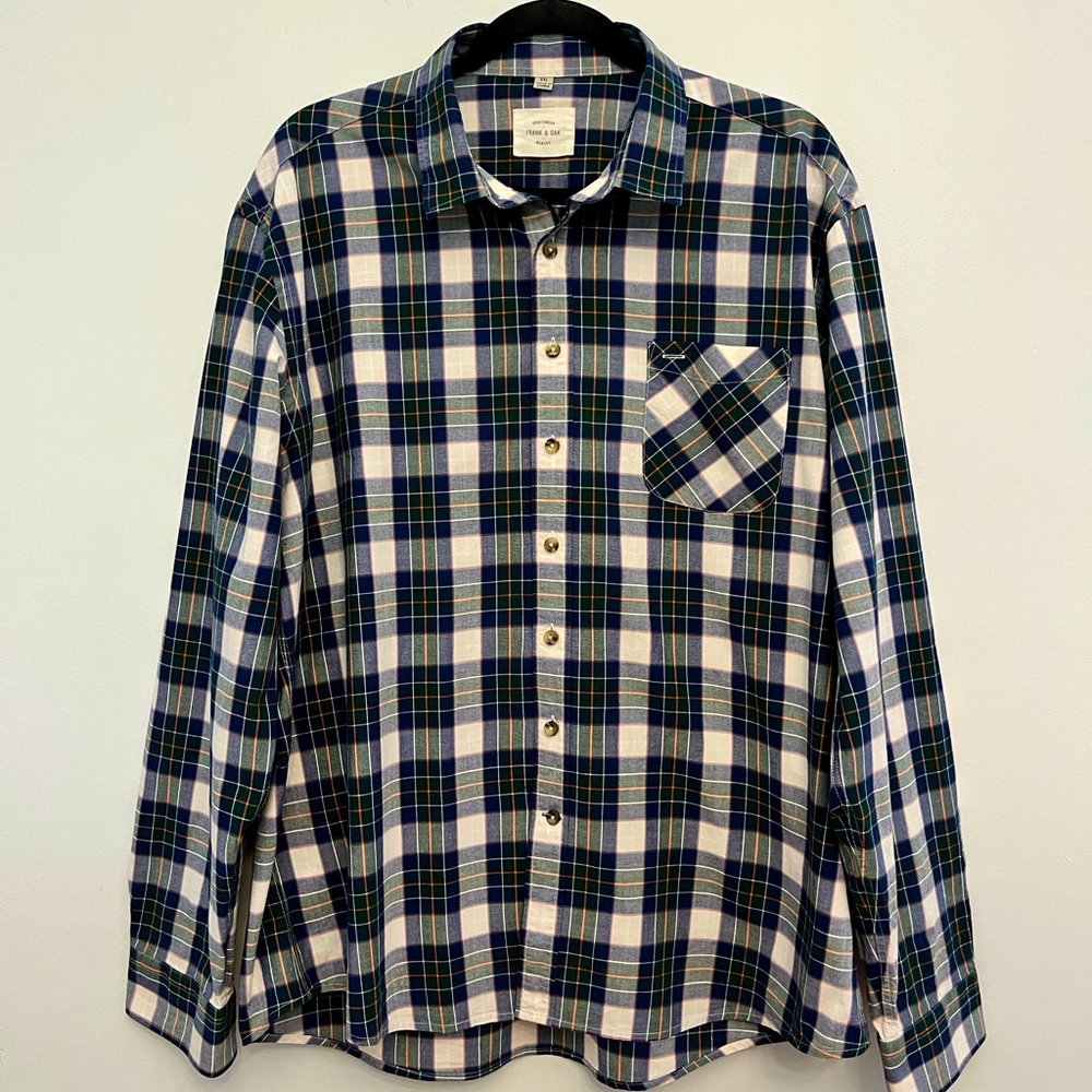 Frank & Oak Plaid Button Down Short, Size XXL